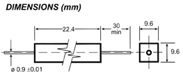 Flameproof 5 Watt Metal Glaze Resistors Dimensions